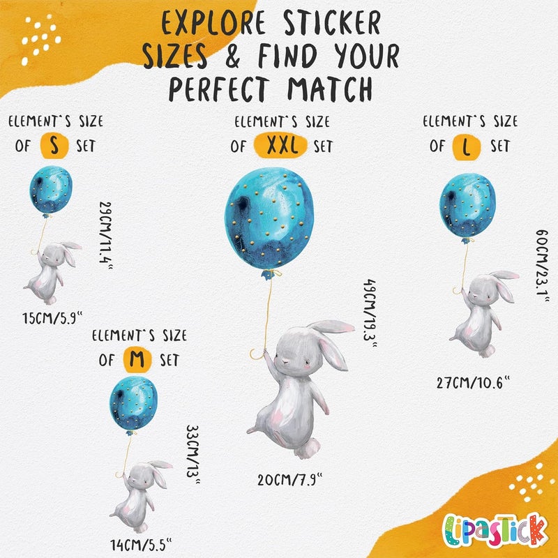 WS Wallpaper Hot Air Balloon Wall Decals by Lipastick - Peel and Stick Animal Stickers Raccoon, Fox, Koala, Panda for Kids Room, Nursery, Playroom, Bedroom - Removable Wall Decor for Boys, Girls, Babies - XXL Size - Image 2